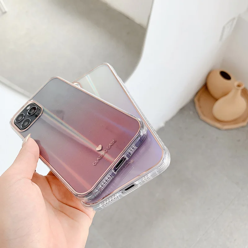

For iPhone 12 11 Pro Max Luxury Plating Gradient Glitter Phone Case For iPhone X XR XS Max 7 8 Plus Mini Back Cover Funda