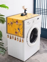 custom embroidery magnolia flower washing machine dustproof cover cloth tassel fridge microwave oven cotton linen dust covers