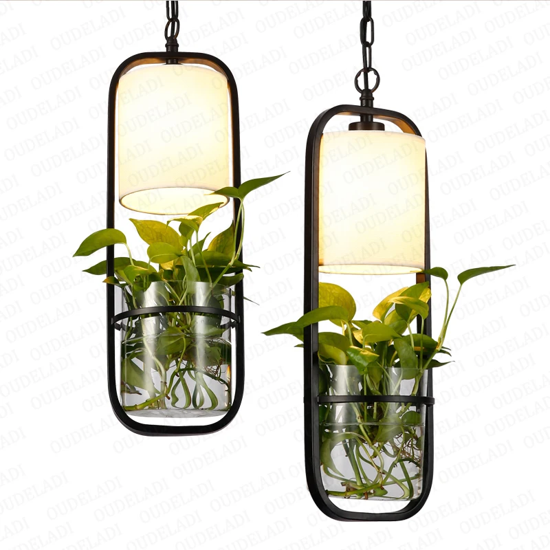 

1modern Black Cage Plant Pendant Lights Iron Minimalist Retro Danish Design Loft Pyramid Lamp Metal E14 Indoor Hanging Lamp AC