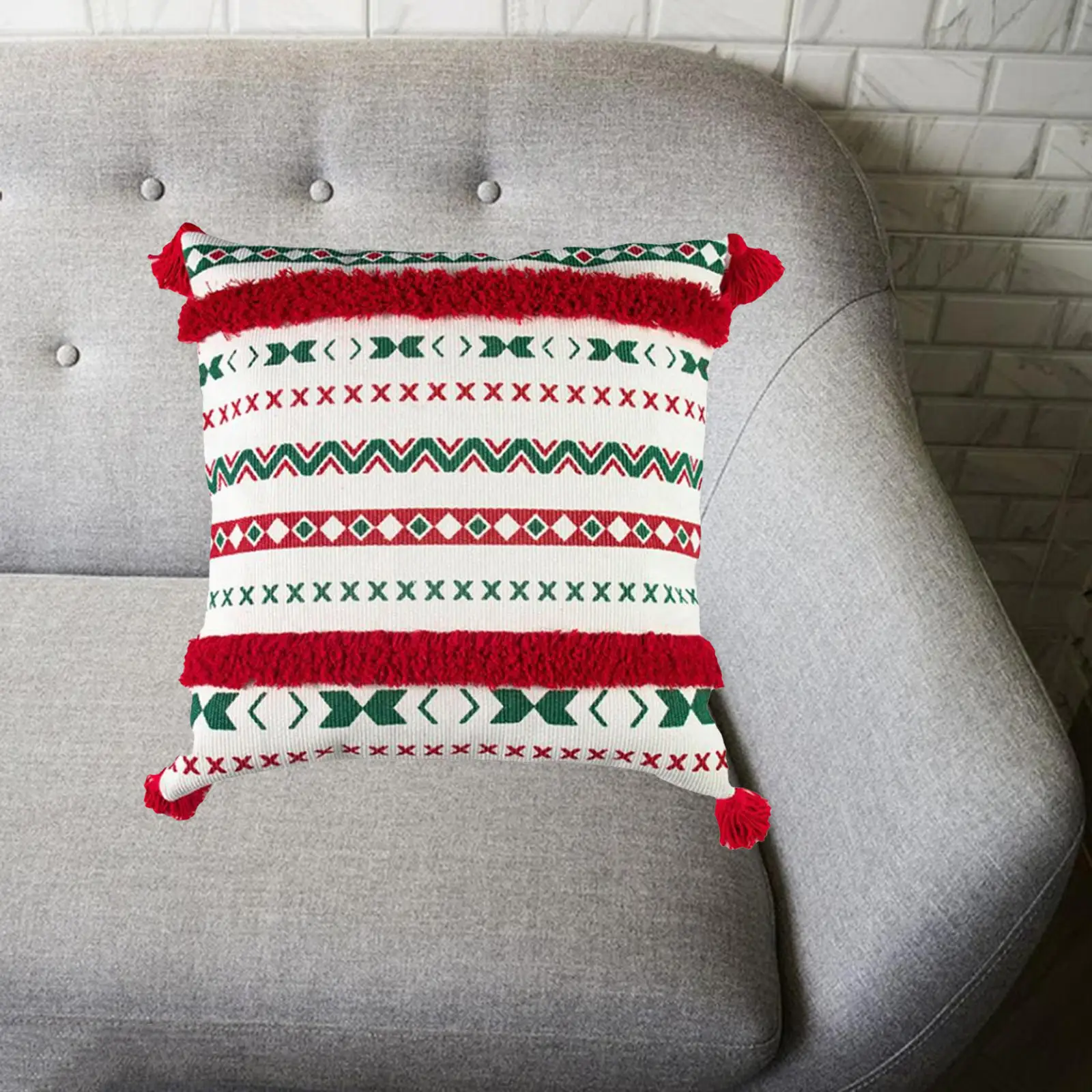 

2x Christmas Pillow Cover Nordic Bedside Soft Cushion Cover Moroccan Seat Sofa