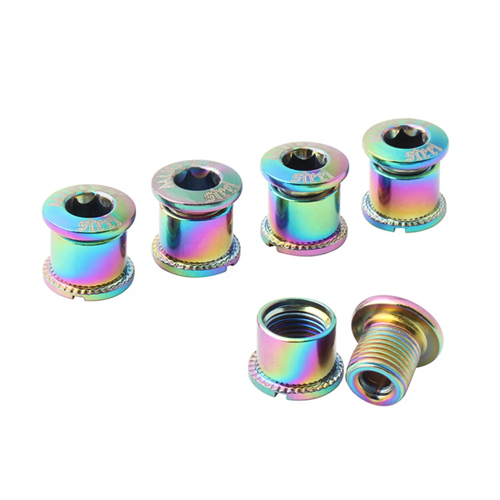 5 шт. радужные самодельные Кривошипные винты MTB дорожный велосипед звездочки M8