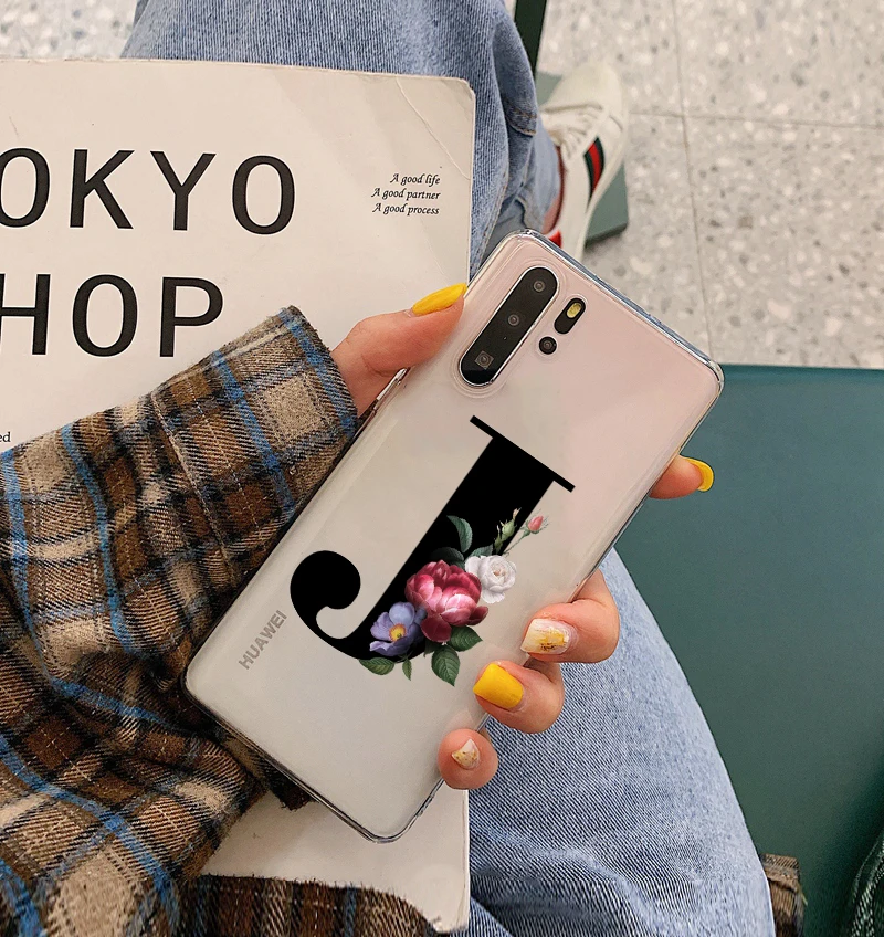 TPU Custom name shell letters TPU Soft Phone Case for Huawei P8 P9 P10 P20 P30 Lite Pro Mate10 Mate 20 Mate 30pro cover - Color: TPU