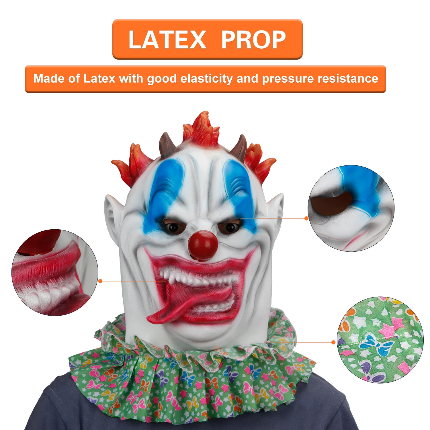 

Waylike Funny Horror Latex Mask Halloween Party Spitting Flame Clown Mask