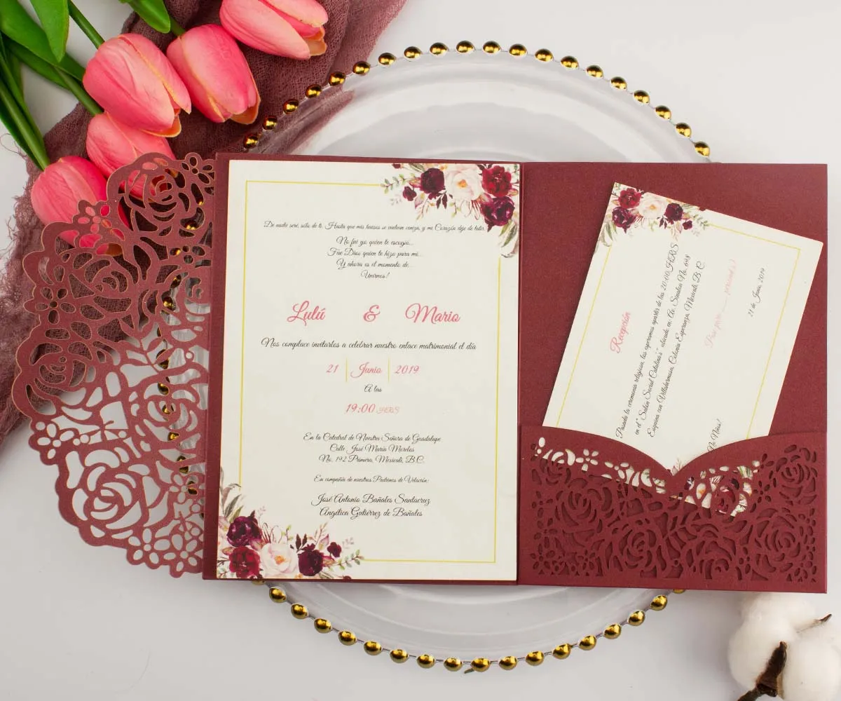 50X темно-бордовые золотые белые цвета слоновой кости лазерная резка розы