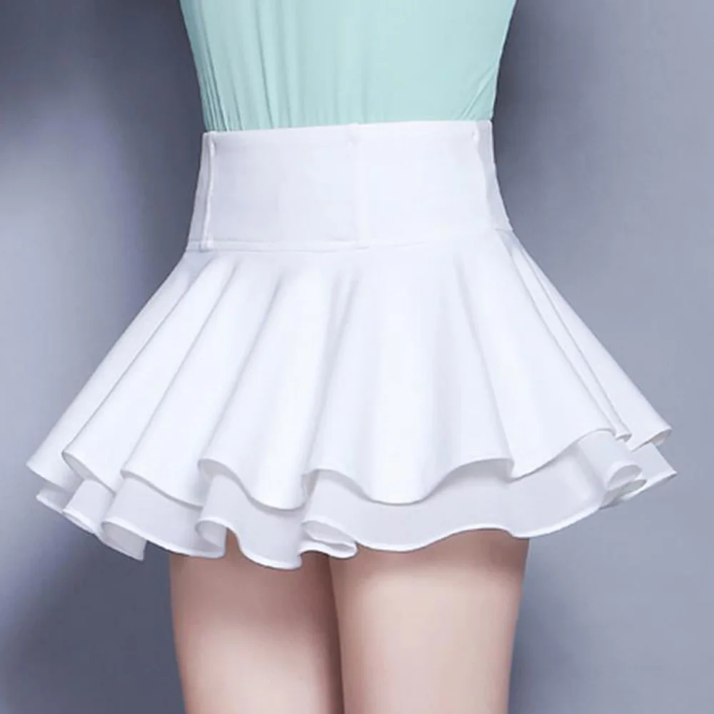 

Мини-юбка плиссированная в стиле Харадзюку, с высокой талией и оборками