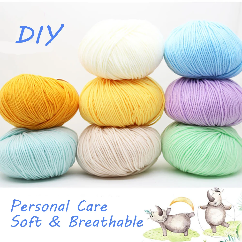 Ручная вязка хлопчатобумажная пряжа молочного цвета вязание шерстяное 4 пряди