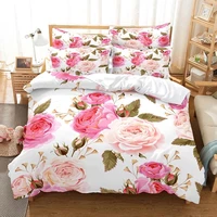 rose pink purple bedding set luxury duvet cover with pillowcase quilt cover queen king bedding sweety pattern comforter cover