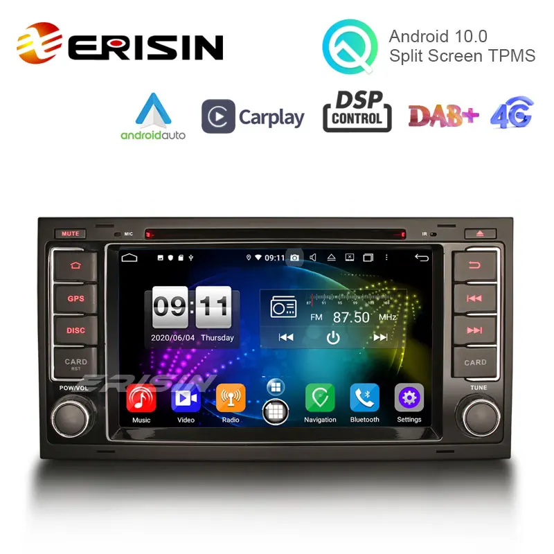 Erisin 8706TN 7 &quotAndroid 10 0 автомобильная стереосистема DAB + Navi OBD2 WiFi CarPlay DVR Bluetooth Canbus DSP GPS DVD