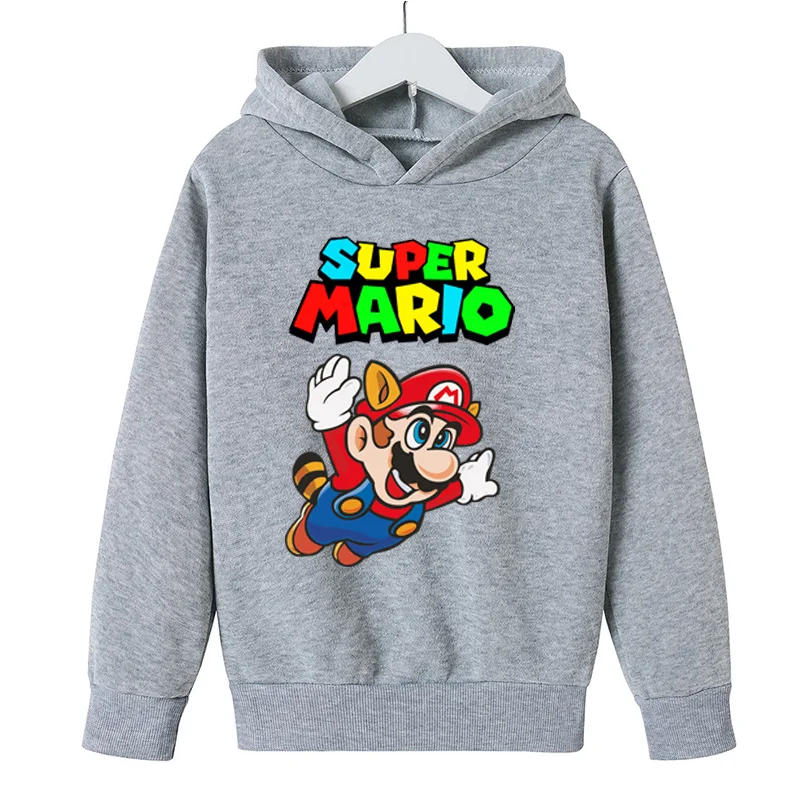 

4 To 14 Years Teens Kids Sport Coat Hooded Boys/Girls Clothing Super Mario Hoodie Sweatshirt Cartoon Pullover Children Clothes