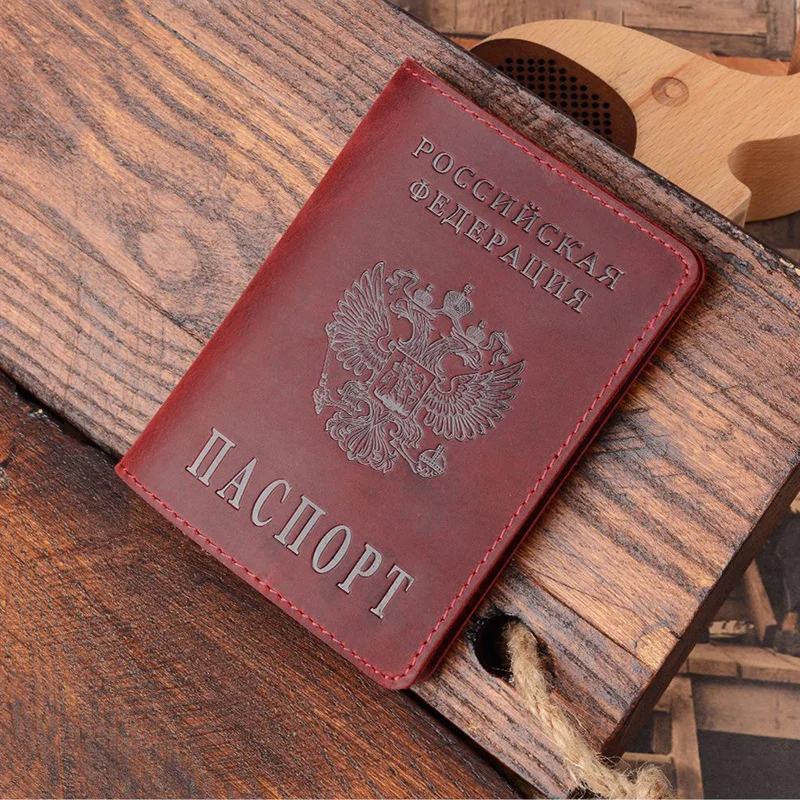 Натуральная кожа Россия Обложка для паспорта натуральная кожа Выгравированные обложки для паспорта полная зернистая кожа паспорт подарок для Него