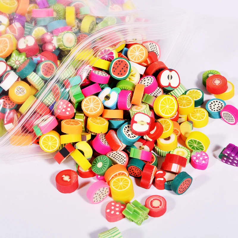 

50pcs Mixed Flower Fruit Soft Clay Beads Butterfly Animal National Flags Beads For Epoxy Resin Filler Slime DIY Craft Making
