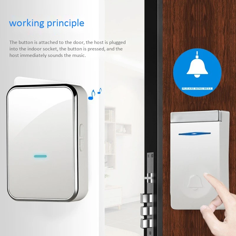 Беспроводной дверной звонок AMS с автономным питанием без батареи