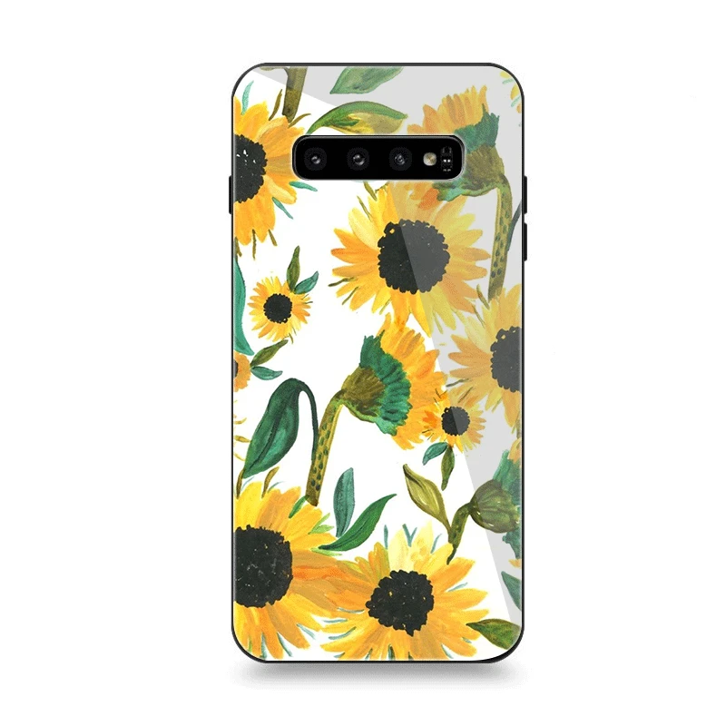 Чехол для телефона Стекло samsung A10 A20 A30 A40 A50 A60 A70 S7 край S8 S9 S10 плюс Маргаритка