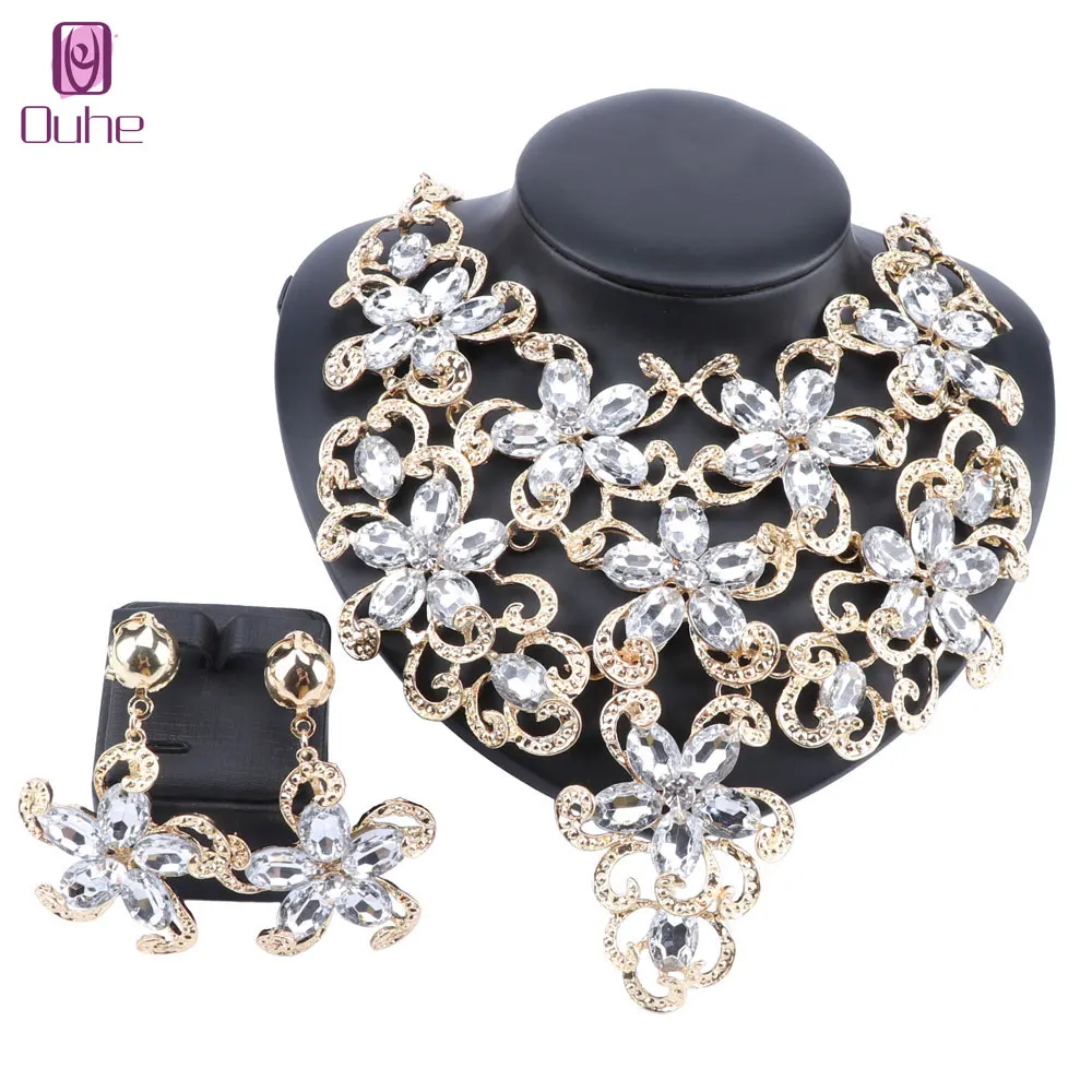 Женский Свадебный комплект аксессуаров золотого цвета с подвеской в виде цветка