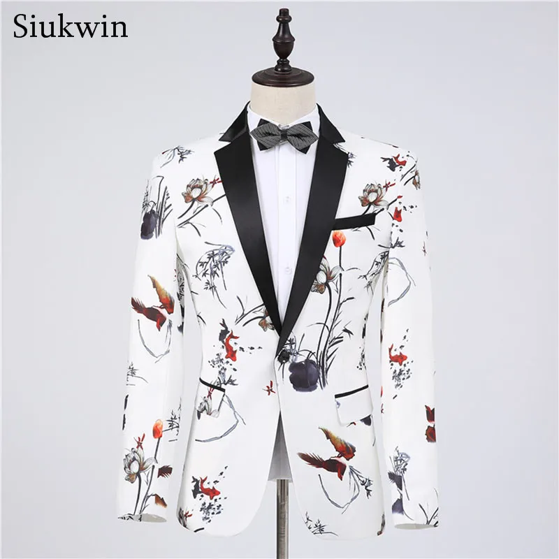 Для мужчин Нарядные Костюмы для свадьбы Графический Блейзер комплект из 2