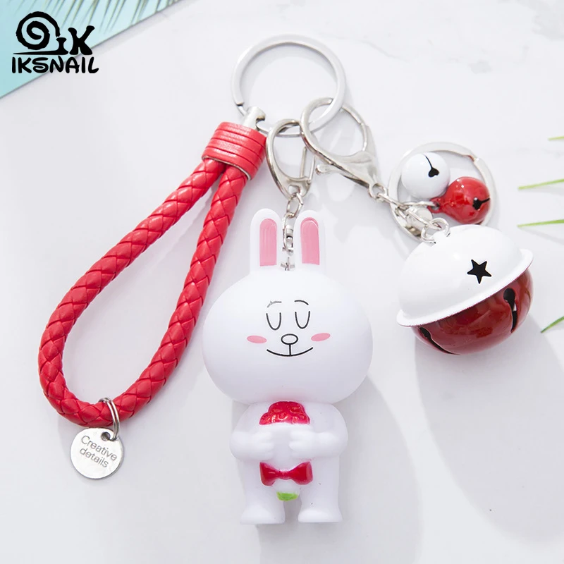 IKSNAIL женские Брелки с кроликом Модный Милый Колокольчик брелок сумка