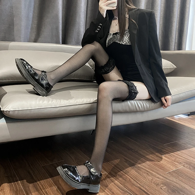 

Women's Lace Sheer Stocking Harajuku Style Gothic Loli Club Wear Black Silk Hosiery Hot Girls Sexy Stockings Medias De Mujer