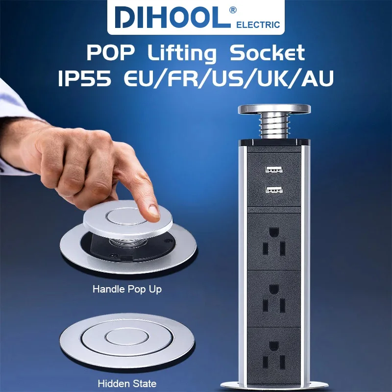 Новинка 2/3/4/5 штепсельная вилка скрытый кухонный стол выдвижная EU AU US UK FR USB