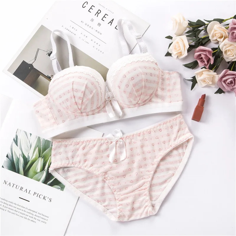 Хлопковый комплект с бюстгальтером для девочек-подростков нижнее белье принтом