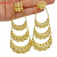 adixyn luxury gold tassel drop earrings for women fashion party wedding jewelry earring for lady gift n08188