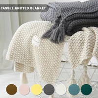 knitting wool blanket soft fringed blanket pretty gift luxury decor for all season handmade sleeping tt05