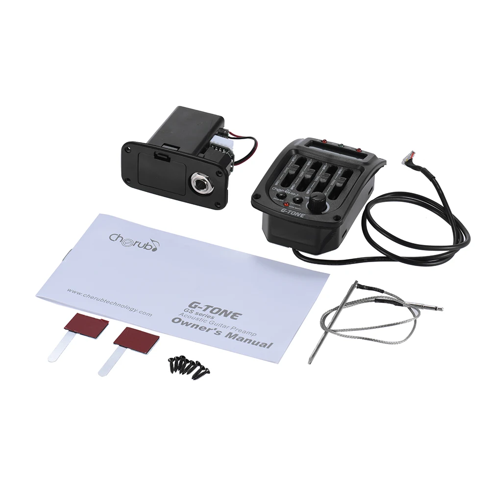 Cherub GS-3 Acoustic 4-Band EQ Equalizer Guitar Preamp Piezo Amplifier with Tuner and Phase Function LCD Display | Спорт и