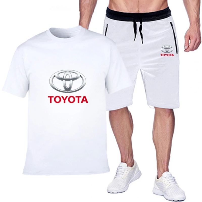 

Mens Short Sets for TOYOTA Car Logo Printed Summer High Quality Cotton Sportswear 2Pcs Tshirt Shorts Tracksuit Man Brand Sets