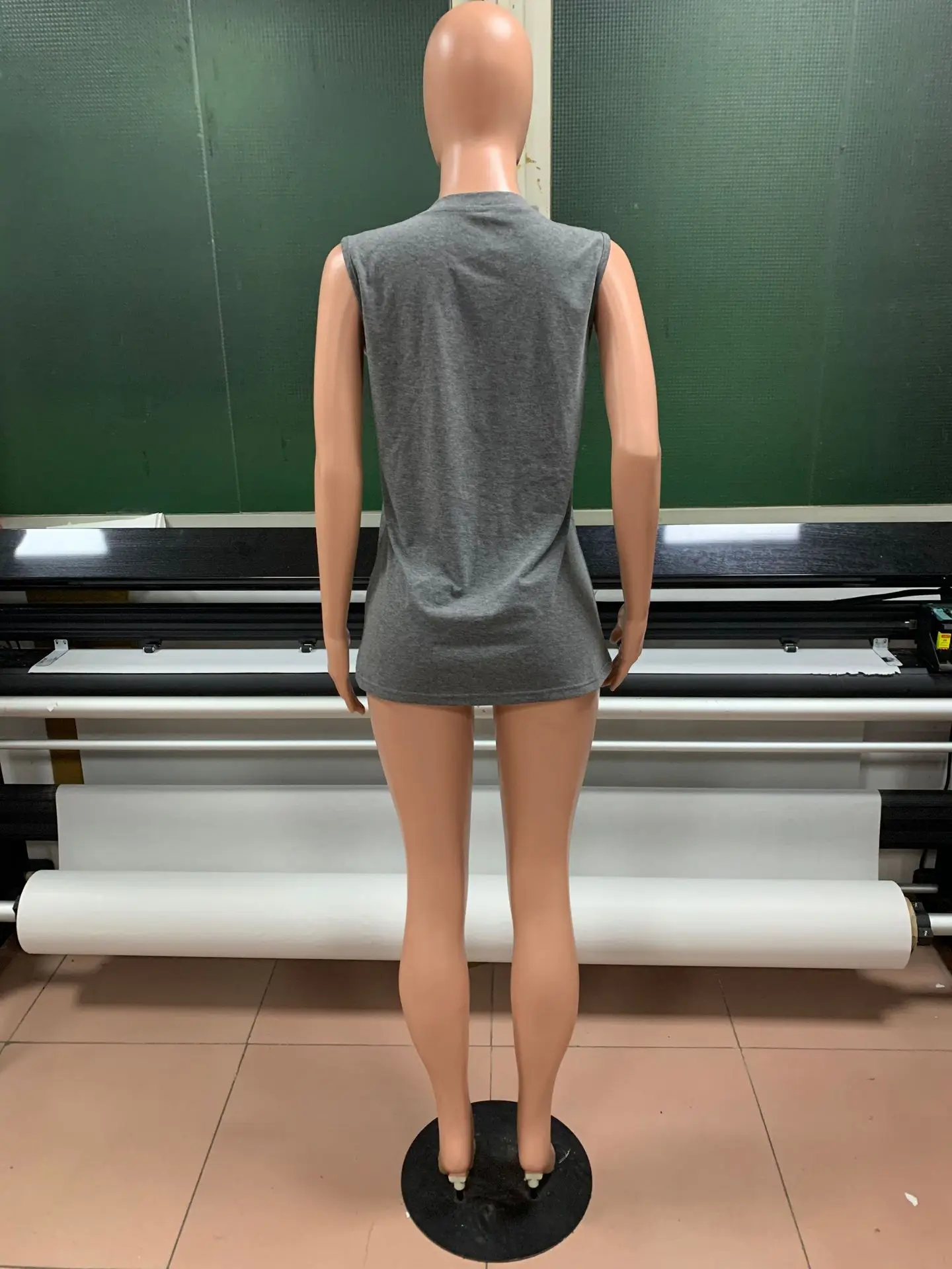

Women's T-Shirt Tops Vest Solid Color Printing Loose Round Neck Sleeveless