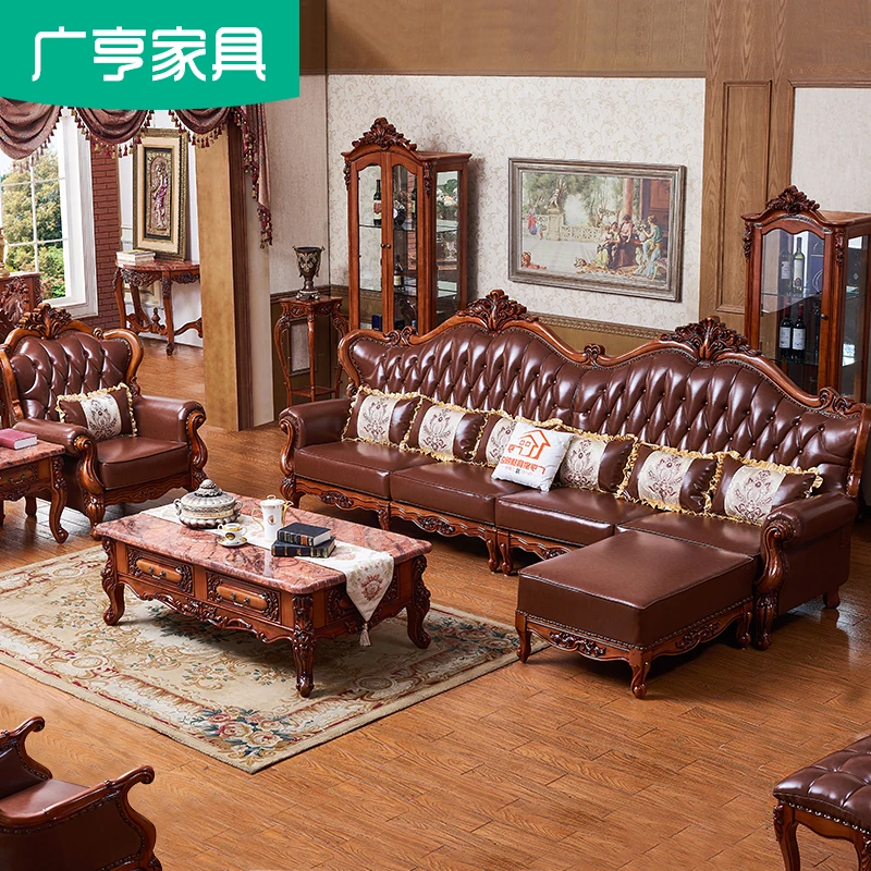 

Dermal sofa combination artical family sitting room corner size L a first layer of leather sofa hexagon