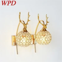 wpd wall lamps contemporary creative led gold sconces crystal lights indoor for home bedroom
