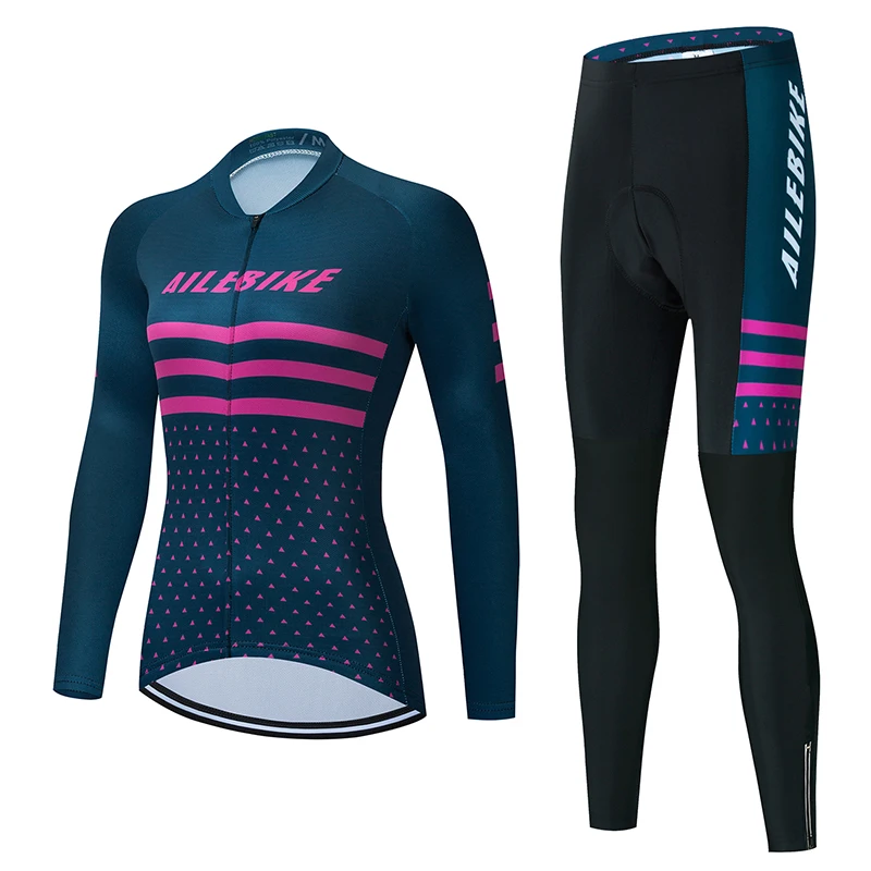 

AILEBIKE 2021 Summer New Green Cycling Suit Long-sleeved Cycling Suit Ladies Racing Suit Tight-fitting Women's Cycling Jumpsuit