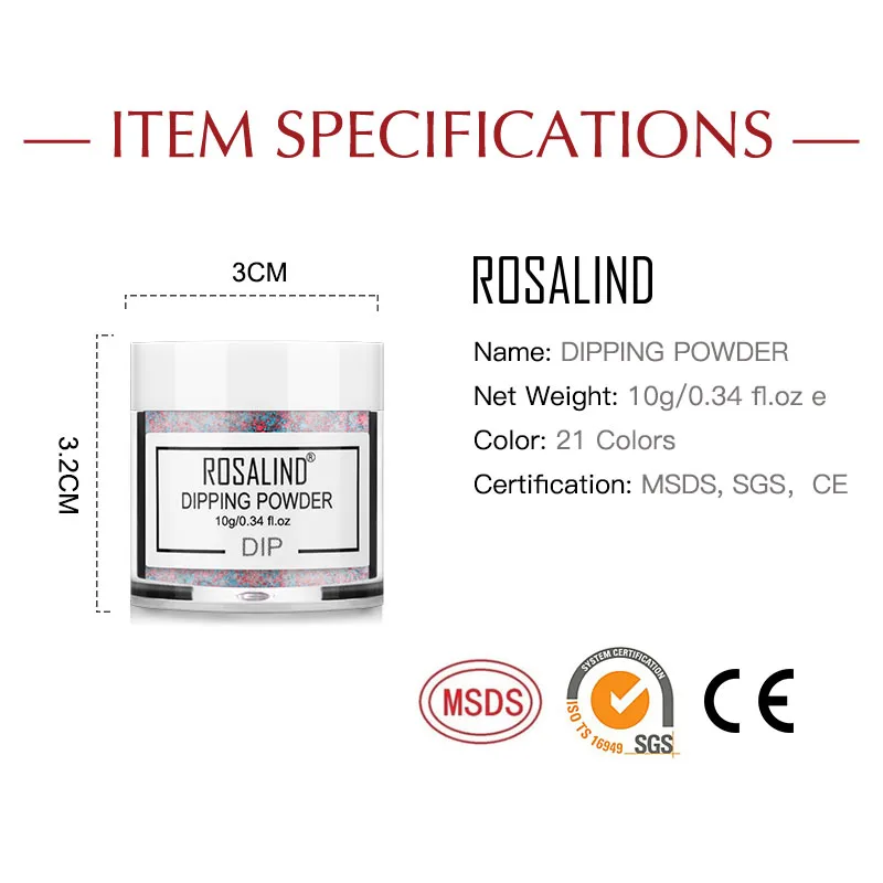 ROSALIND Dip порошок для акрилового искусства термальное изменение температуры