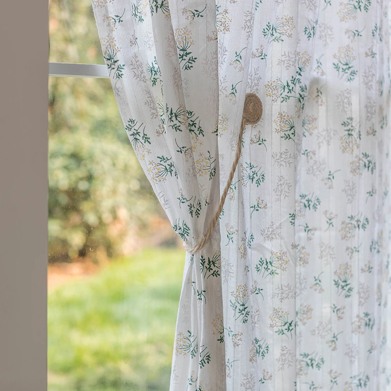 

Pastoral Short Curtains for Living Room Floral Embroidery Door Coffee Bathroom Kitchen Curtain Korean Window Valance Decor
