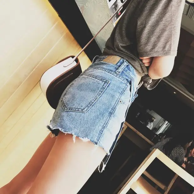 Женские джинсовые шорты синие повседневные свободные мини юбки с высокой талией