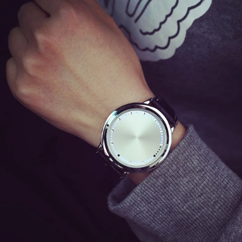 Модные Простые Водонепроницаемые кожаные кварцевые Смарт часы креативная