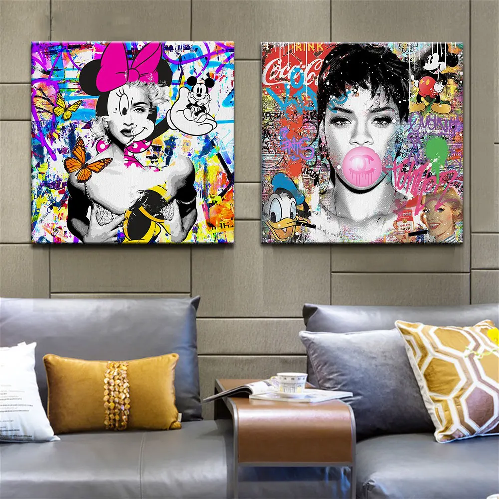 

Disney Mickey Canvas Painting Minine Mouse Beautiful Woman Poster Print On Wall Art Picture for Living Kids Room Home Decoration