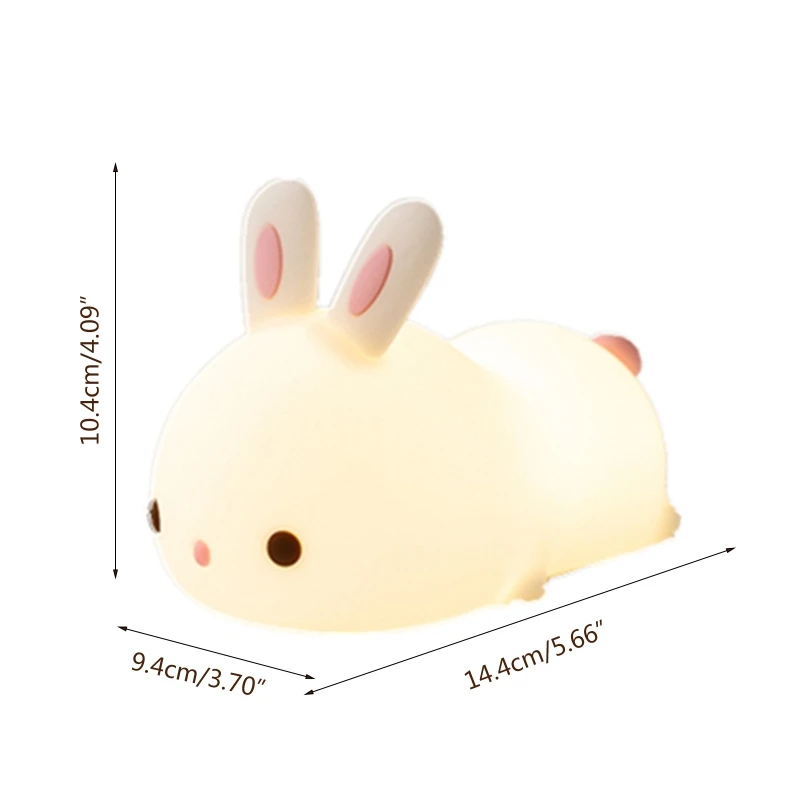 

Kids Night Light - Bunny Cute Lamp Silicone Nursery Baby Night Light with Touch Sensor,Rechargeable, Color Changing