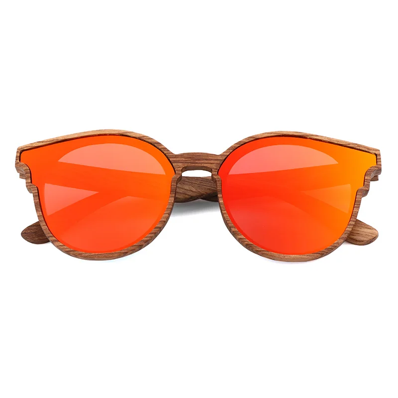 Orange red Новая мода кошачьи глаза женские солнцезащитные очки ручной работы экологически чистые твердые очки в деревянной оправе заводские прямые поляризованные - Цвет линз: Orange red