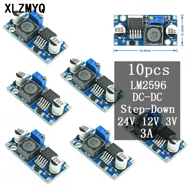 

10Pcs LM2596 DC-DC Step Down Converter Module DC 4.0-40-1.3-37V Adjust Voltage Regulator LM2596S-ADJ LM2596S Step-Down Board