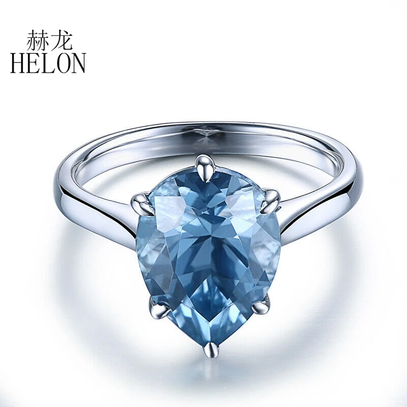 

HELON Sterling Silver 925 Flawless 8.4ct Oval Genuine Natural Sky Blue Topaz Engagement Wedding Women Fashion Jewelry Ring