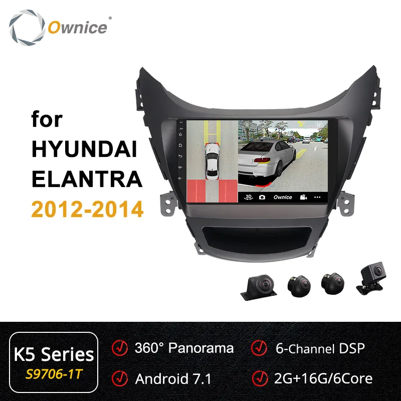 Ownice K1 K2 K3 K5 K6 ANDROID 9,0 8 core автомобильный DVD gps радио для HYUNDAI ELANTRA 2011 2012 2013 4 аппарат не привязан к оператору сотовой связи DSP 360 панорама - Цвет: S9706-1 K5 Series