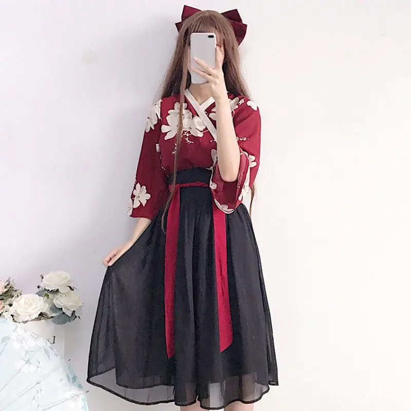 

Ancient Chinese Costumes Hanfu Improved Edition Girls Huajianyao Daily Antiquity Student Class Clothes Republican Skirt Fairy