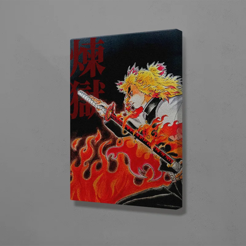 Kyojuro Rengoku Kimetsu no Yaiba настенная Художественная печать на холсте для украшения