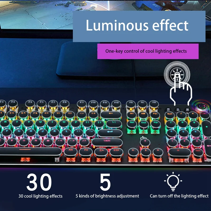 Игровая механическая клавиатура металлическая панель светодиодный с подсветкой