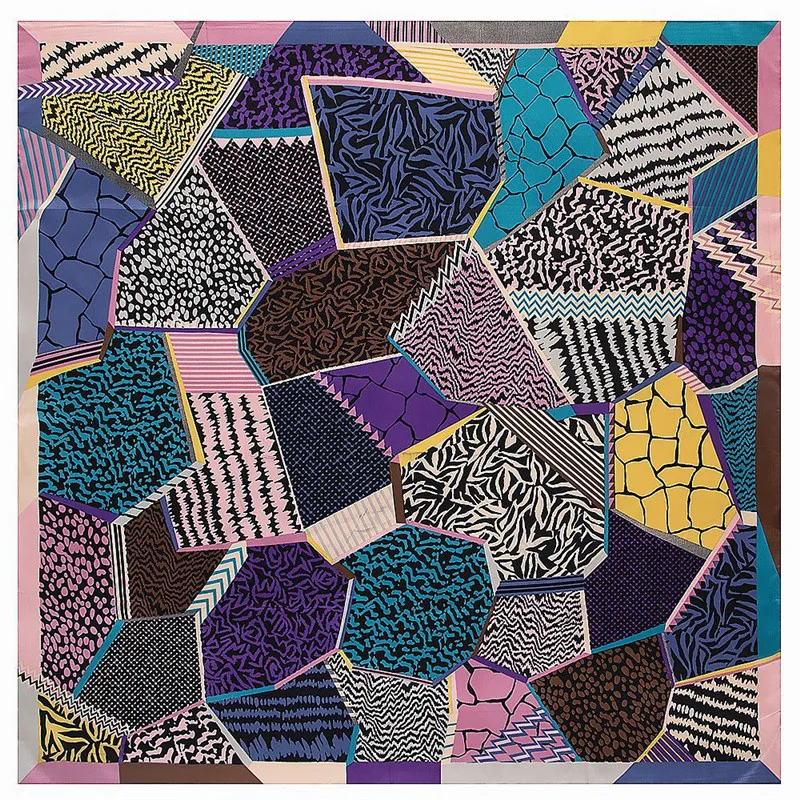 

130*130cm women twill silk scarf Geometric rhombus print lady scarf turban shawl large square scarf shawls and wraps