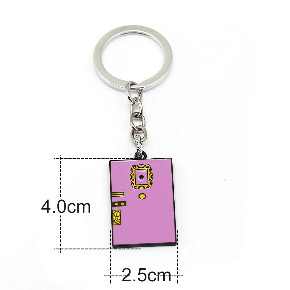 

20pcs lot Wholesale TV Friends Monica's Door Keychain Women Metal Alloy Double Sided Enamel Keyring Men Car Bag Pendant Jewelry