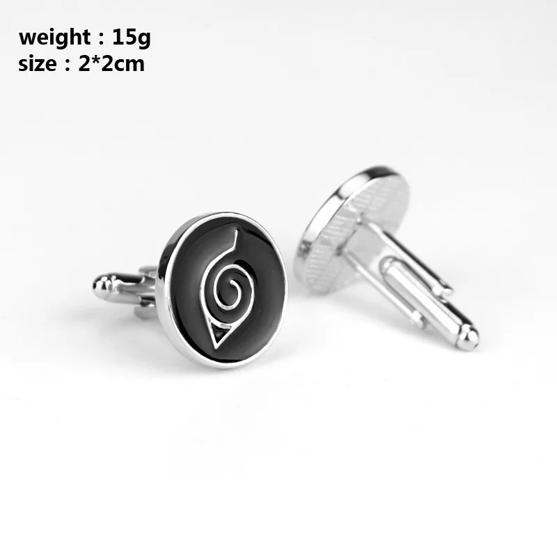 Аниме вокруг Косплей Наруто Узумаки деревянный лист Логотип Запонки одежда