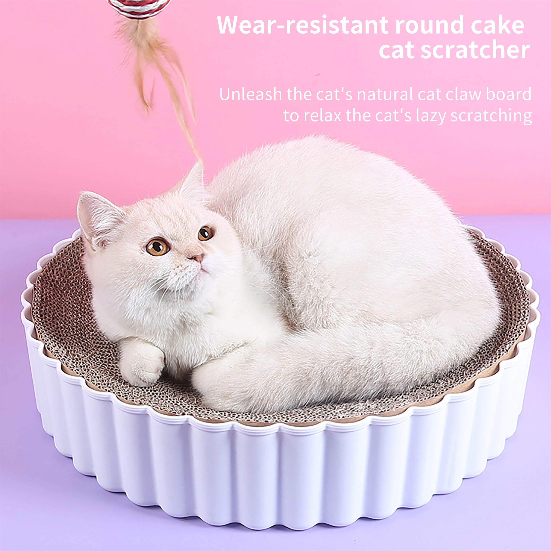 

Cat Toy Cat Litter Cat Scratching Board Round High-density Wear-resistant Plastic Shell Corrugated Cat Scratching Board Cat nest