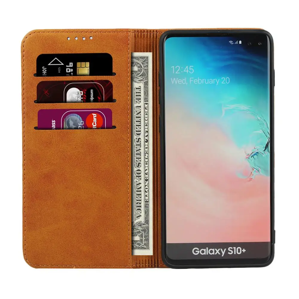 Кожаный чехол для samsung Galaxy S10 Plus S10e мобильного телефона S9 S8 Магнитный кошелек
