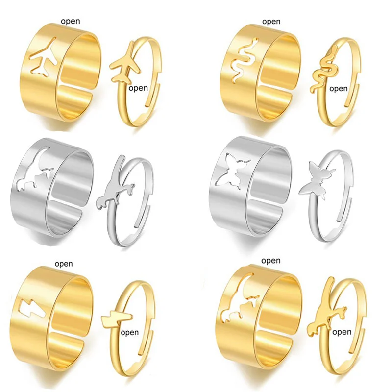 Комплект из 2 предметов кольцо бабочка для женщин в стиле панк с молнией и